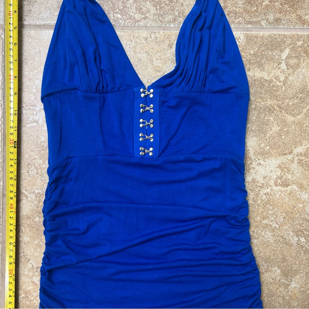VENUS Cobalt Blue Halter Tank with Silver Hook Accents - Picture 4 of 7